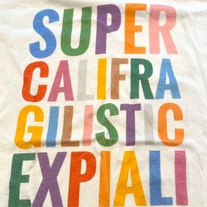 Disney Mary Poppins shirt cream w rainbow letters